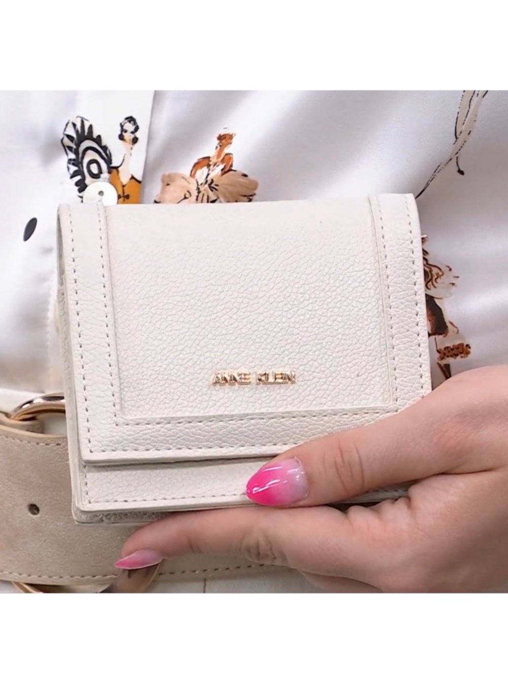 Anne Klein Mini Wallet w/Chain. Color: Cream w/Goldtone Hardware- NWT